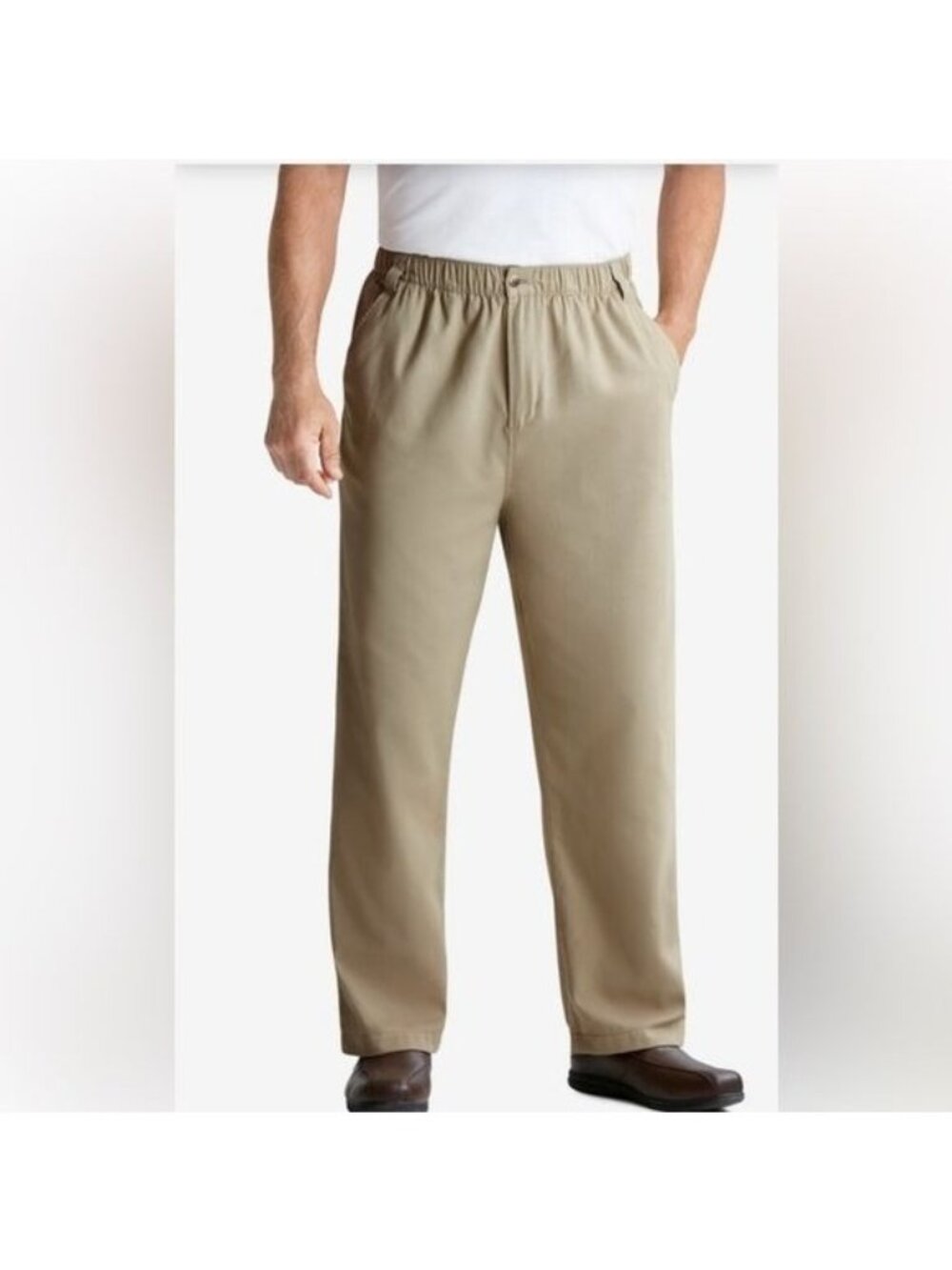 Mens King Size Green  Elastic Waist Pants NWT 100% Cotton Relaxed Fit